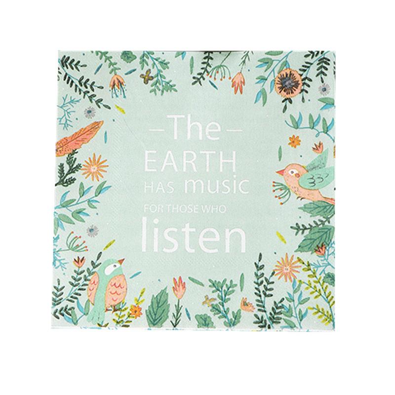 

20 шт. 33x33 см одноразовые салфетки с принтом растений и птиц праздничные бумажные салфетки для украшения вечеринки 20pcs