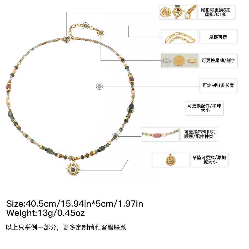GEMCHIC Women s Bohemian Multi-Strand Beaded Necklace with Sun Pendant