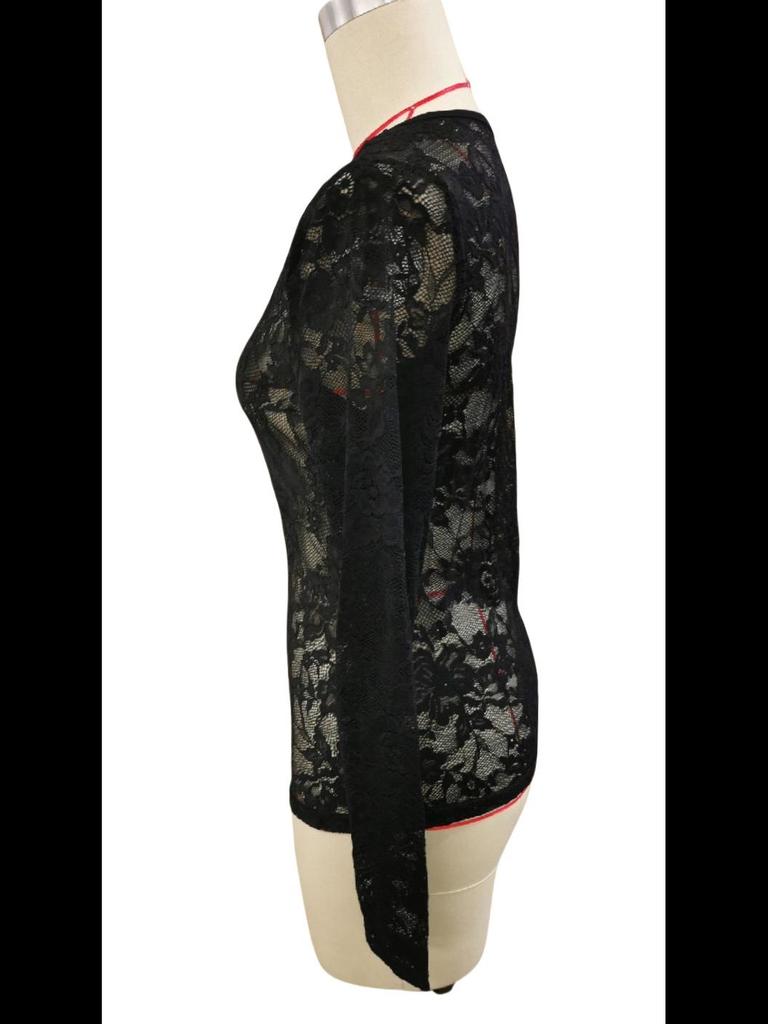 2024 Autumn/Winter Floral Lace Fan-Shaped Blouse for Women