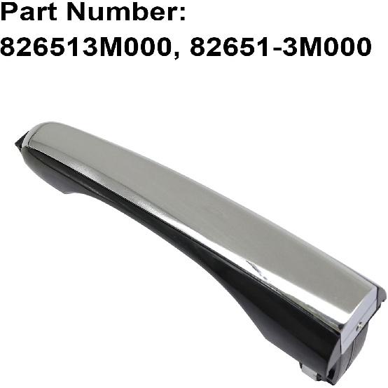 XQSMWF Exterior Door Handle Chrome Rear Left Driver Side Compatible with Hyundai Genesis Sedan 2009 2010 2011 2012 2013 2014 3.8L 4.6L # 82651-3M000
