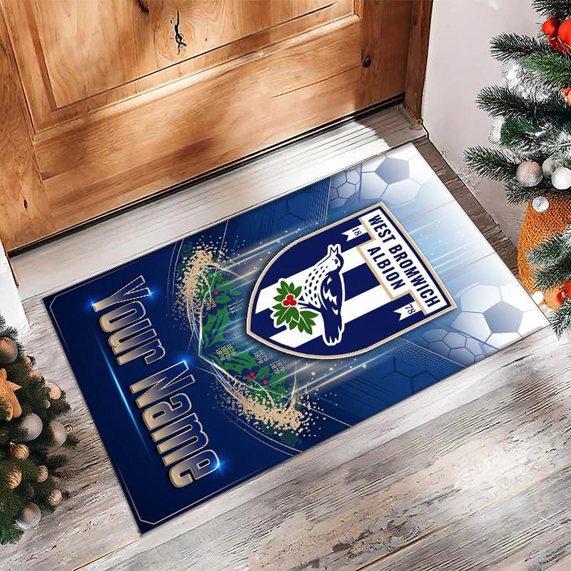 West Bromwich Albion FC Printed Crystal Velvet Rug Non‑Slip Crystal Velvet Carpet For Sofa Bedroom Indoor Home Decoration