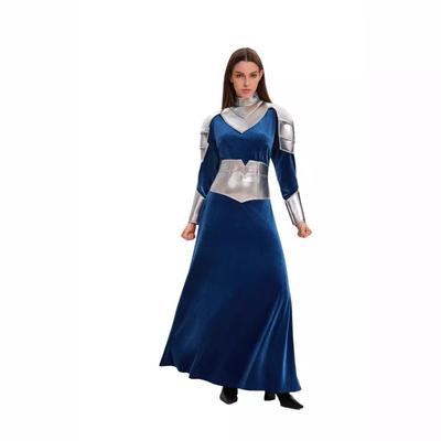 Halloween Neues Damen Kämpfer Krieger Charakter Kostüm Blaues Kleid