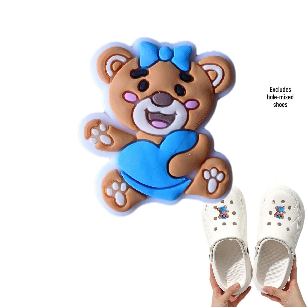 Blue Cartoon PVC Shoe Buckle: Cute Detachable Ornament for Hole Shoes