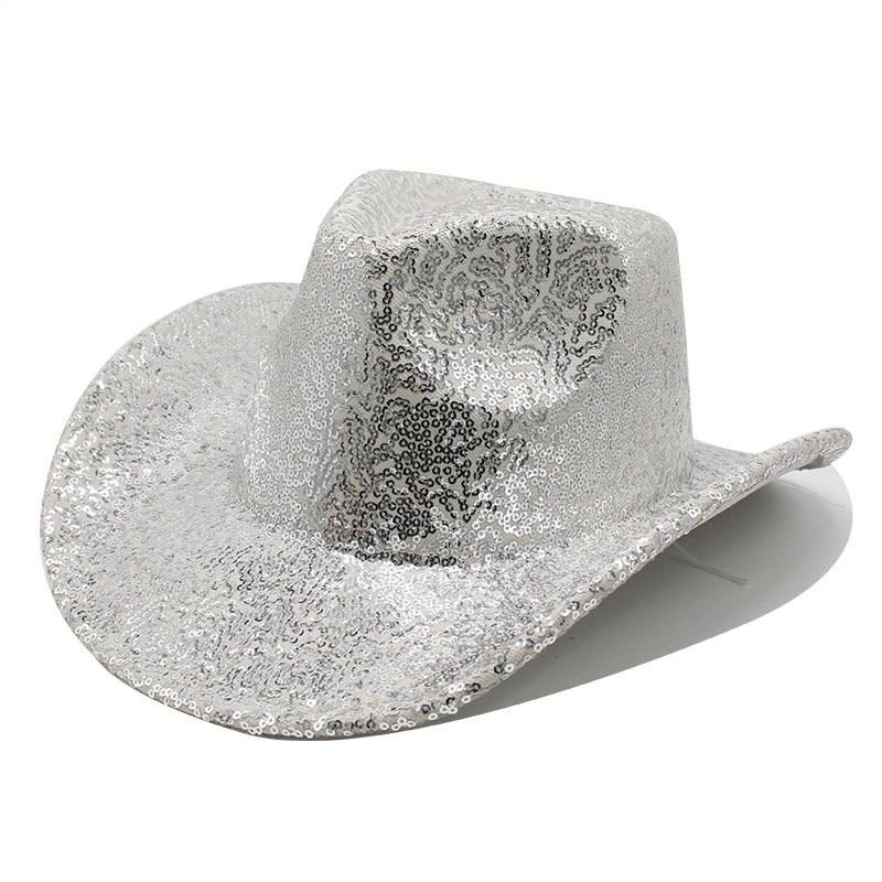 

Festive Hat Party Festive Prom Show Cowboy Hat Sequined Cool Jazz Top Hat 56-58cm