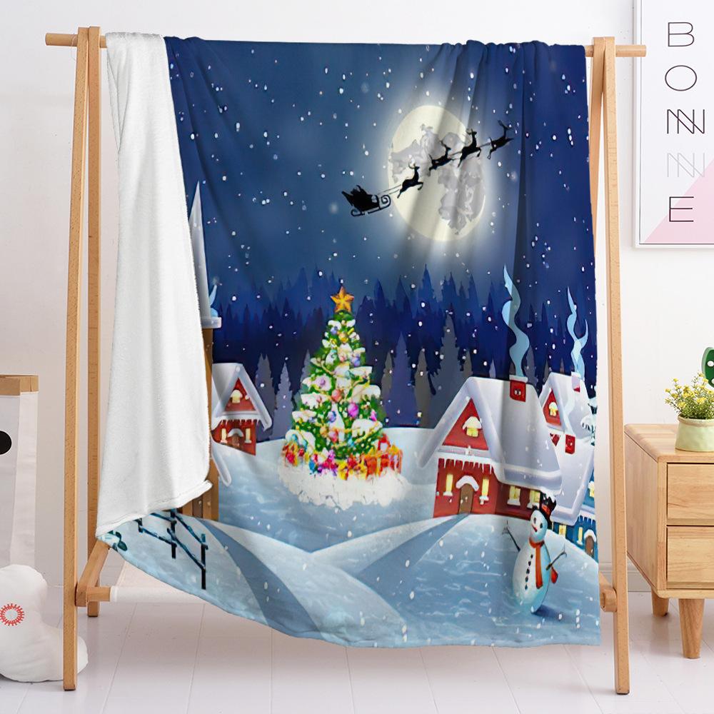 Flannel Blanket Christmas Day Blanket European And American Blanket Digital Printing Universal In All Seasons