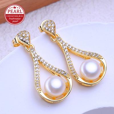 LSOOYH Natürliche Süßwasserperlen Ohrstecker Goldfarben Mode Geburtstagsgeschenke Für Frauen Party Schmuck