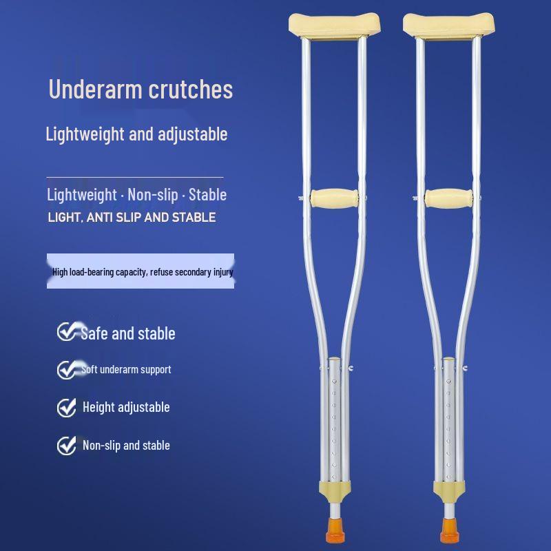 Anti-Slip Crutches for Seniors, Young People, or Recovery: Walking, Double Crutches, Sticks, and Walkers.