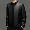 YILITENG Men's Stand-Collar Leather Business Casual Jacket