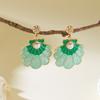 Elegant Imitation Pearl Shell Stud Earrings for Women Trendy Gradient Green Enamel Shell Earrings Bohemian Beach Party Jewelry