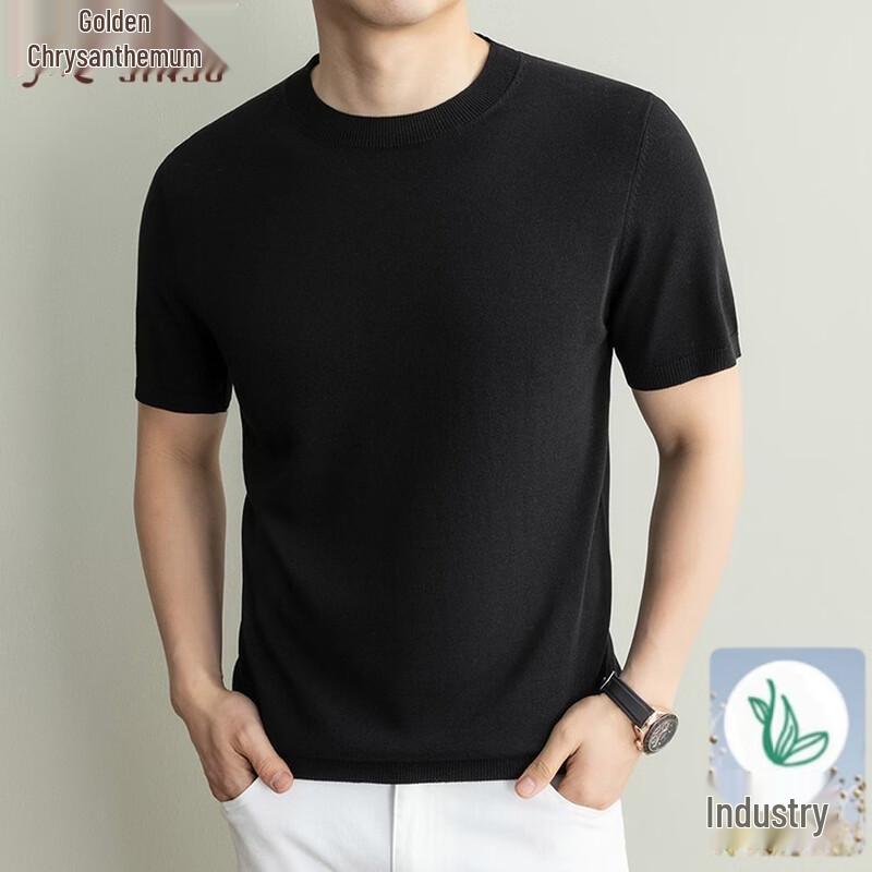 Men's Summer Linen Blend Short-Sleeve Knit T-Shirt