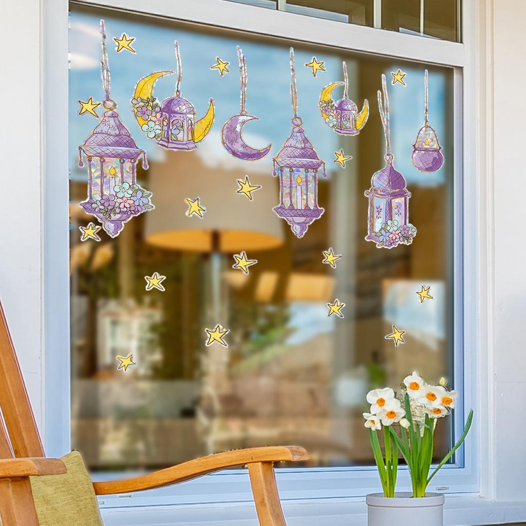 Xc6006 Color Moon Colorful Sunshine Electrostatic Sticker Window Sticker Home Window Glass Decorative Wall Sticker