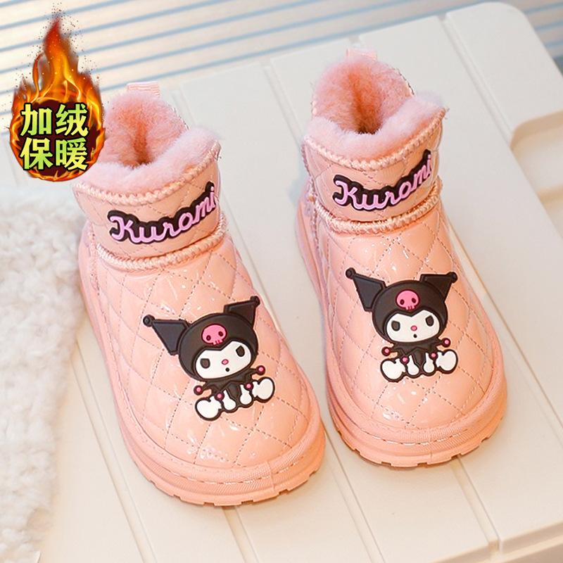 

C&K Kuromi girls snow boots, winter style, children s plush-lined large cotton shoes, girls double-layer waterproof shoes 25 розовый