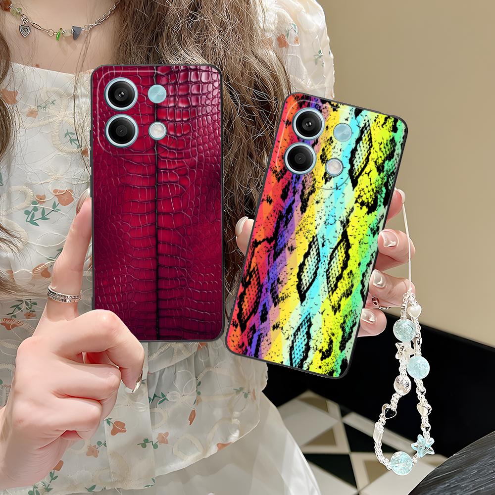 Snake Texture Mobile Phone Case for POCO F6 F5 F4 F3 F2 Pro GT C40 Colour Printing Protective Smartphone Cellphones Pretty