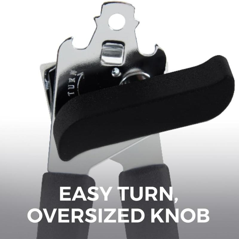 Heavy Duty Stainless Steel Manual Can Opener with Comfort Grip Handle Multifunctional Bottle Opener Easy to Use Durable Design