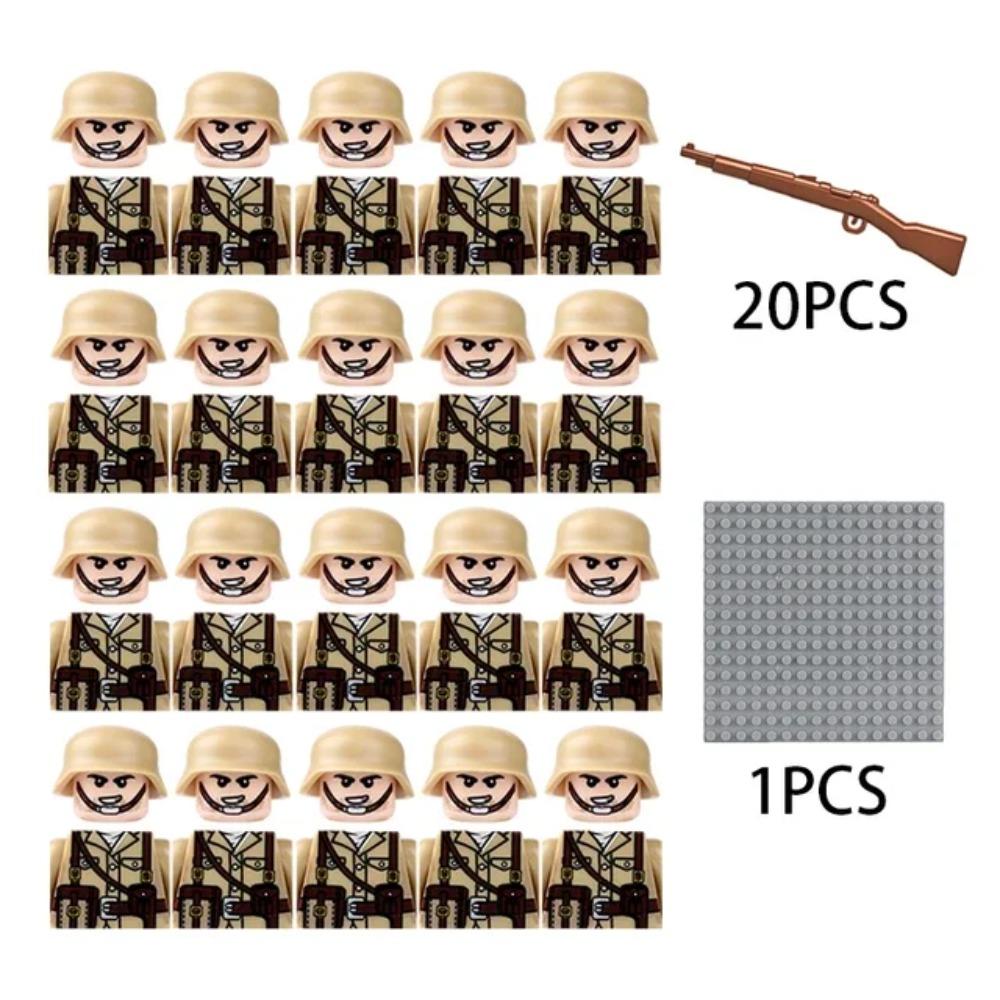 Kinderbausteine Chinesisches Spielzeug Neuer WW2 Soldat Militär Armee Mini-Puppen Nationales Bündnis Offizier Gewehrriemen Spielzeug Großhandel