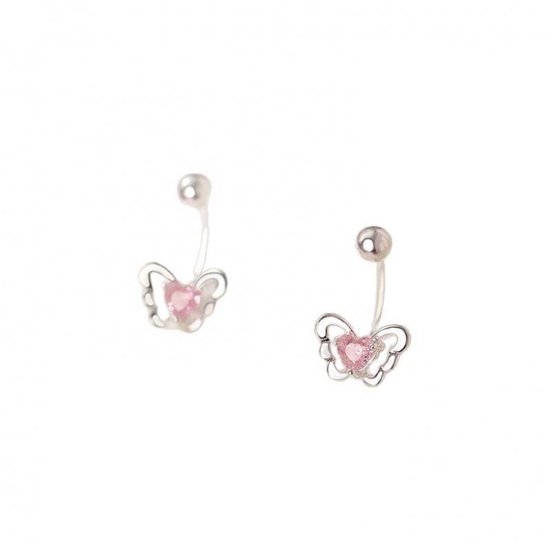 Heart Butterfly Zirconia U-Shaped Stud Earrings: Modern, Artistic, Light Luxury Style for Women