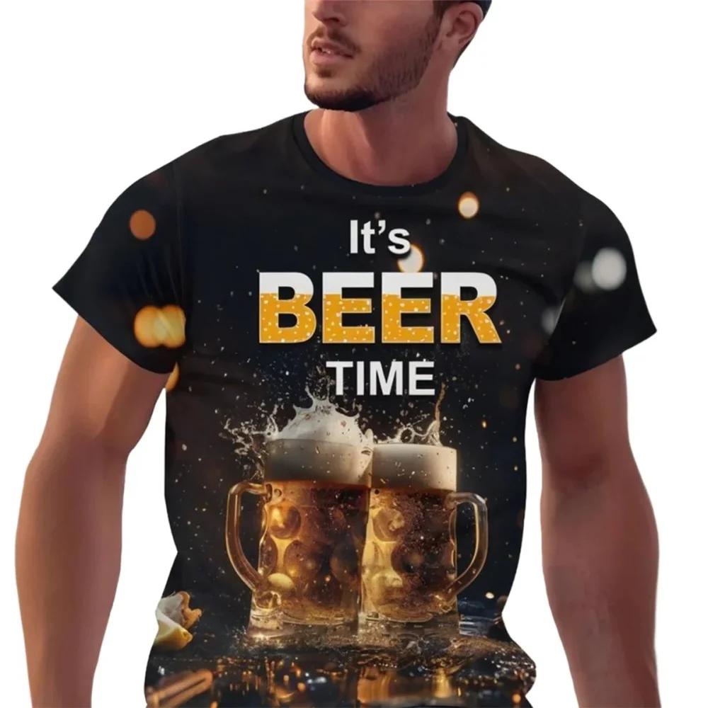 New Mens TShirts Spain Drink Beer Printed Tops Funny Shirt Short Sleeve Tee Summer Crew Neck T Shirt Man Clothing Y2k TShirts