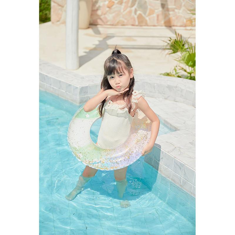 Adult Children Swim Ring Thickened Water Toy With Sequin Ink Pattern Painting