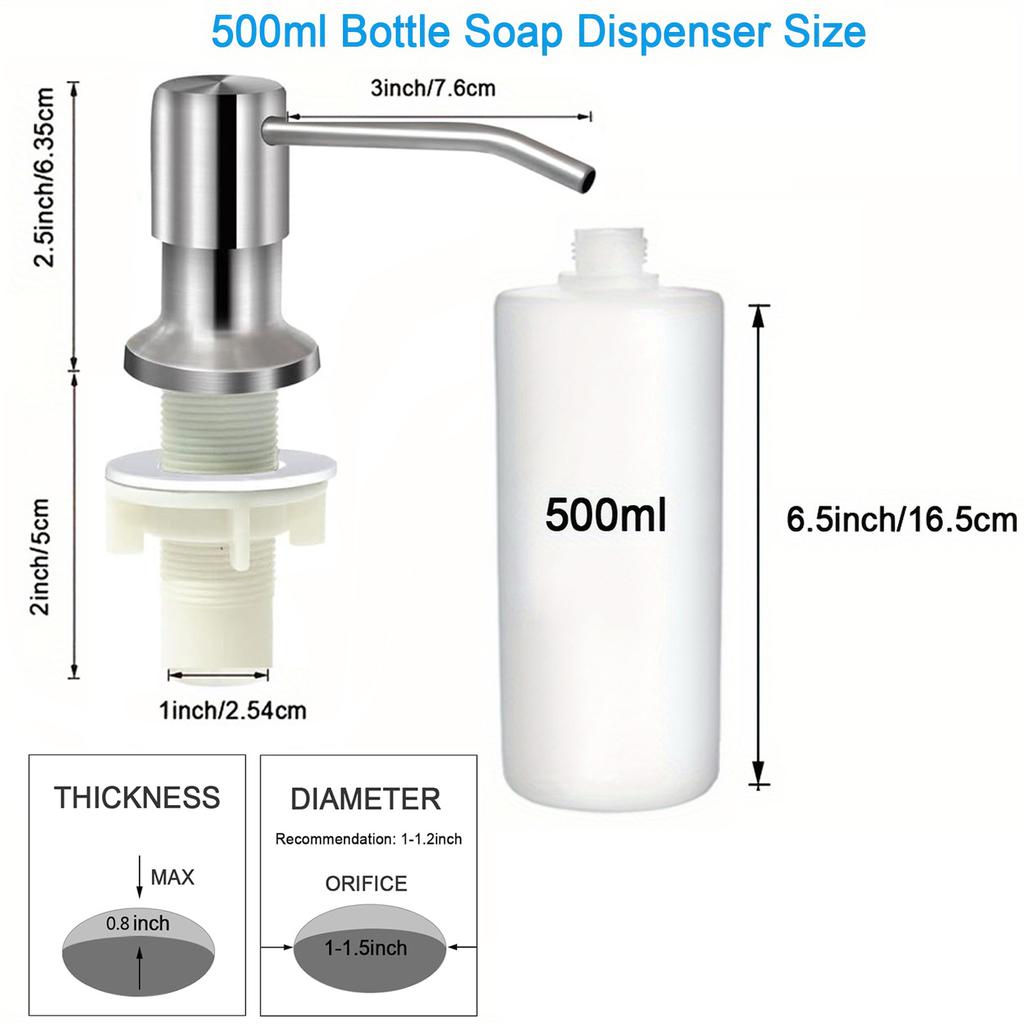 500ml / 350ml Bottle Liquid Soap Dispensers Durable Stainless Steel Pump Useful Kitchen Sink Tools Home Product