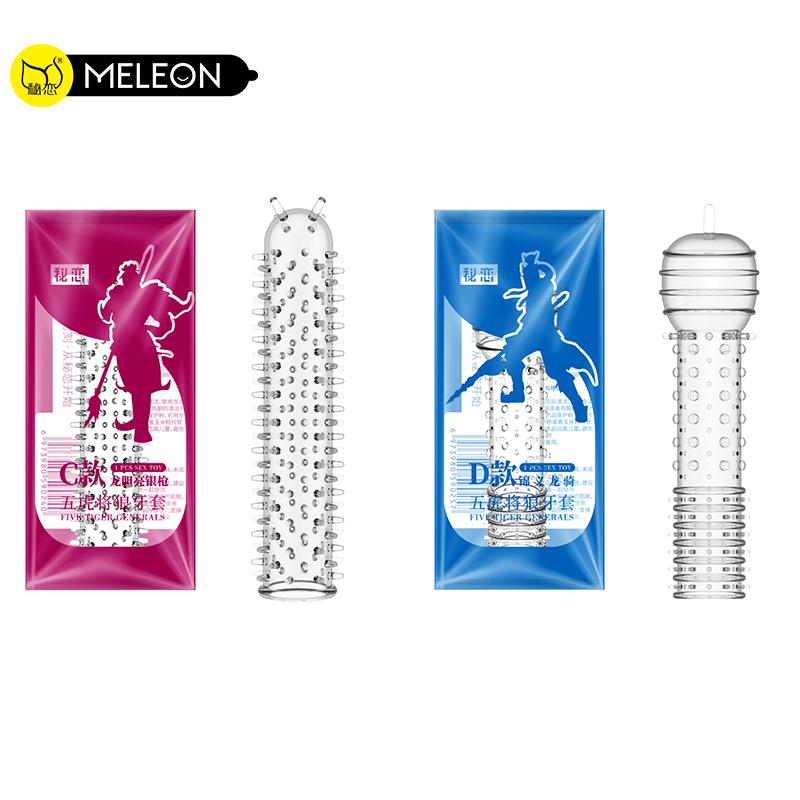 MELEON Wiederverwendbare Kondome für den Penis, Penisverlängerung, Ärmel, Spermasperre, Penisring, Dildo-Abdeckung, Sexspielzeug für Männer, Verzögerung der Ejakulation