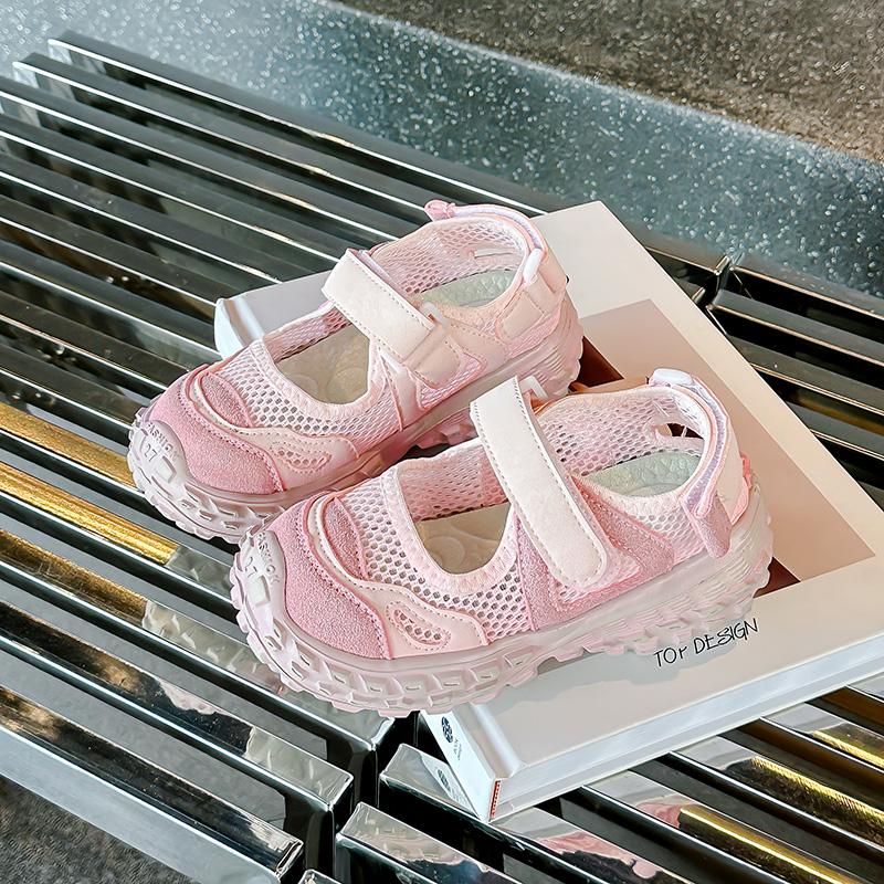 

Boys Girls Sports Shoes Mesh Breathable Students Running Shoes Non-slip Soft Sple 2025 New Girls Sandals Sneakers Princess Style 27 рожевий