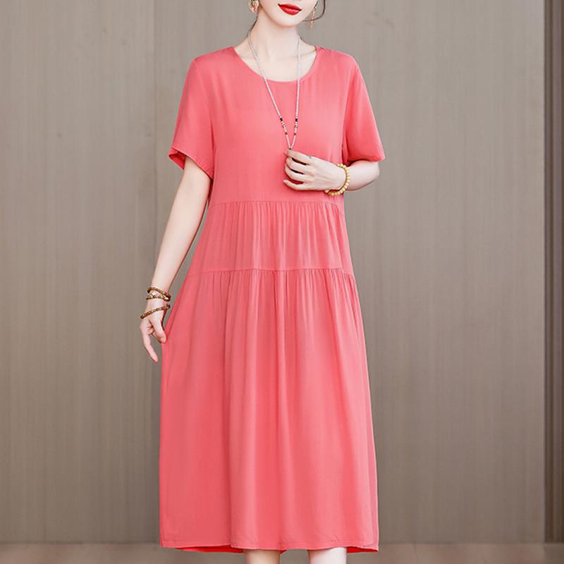 Eleganti abiti da donna estivi larghi a maniche corte taglie forti casual lunghi abiti per le donne abbigliamento vintage