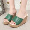 2025 summer new slope heel slippers thick-bottomed waterproof table large size fish mouth slippers casual open-toed women's slippers
