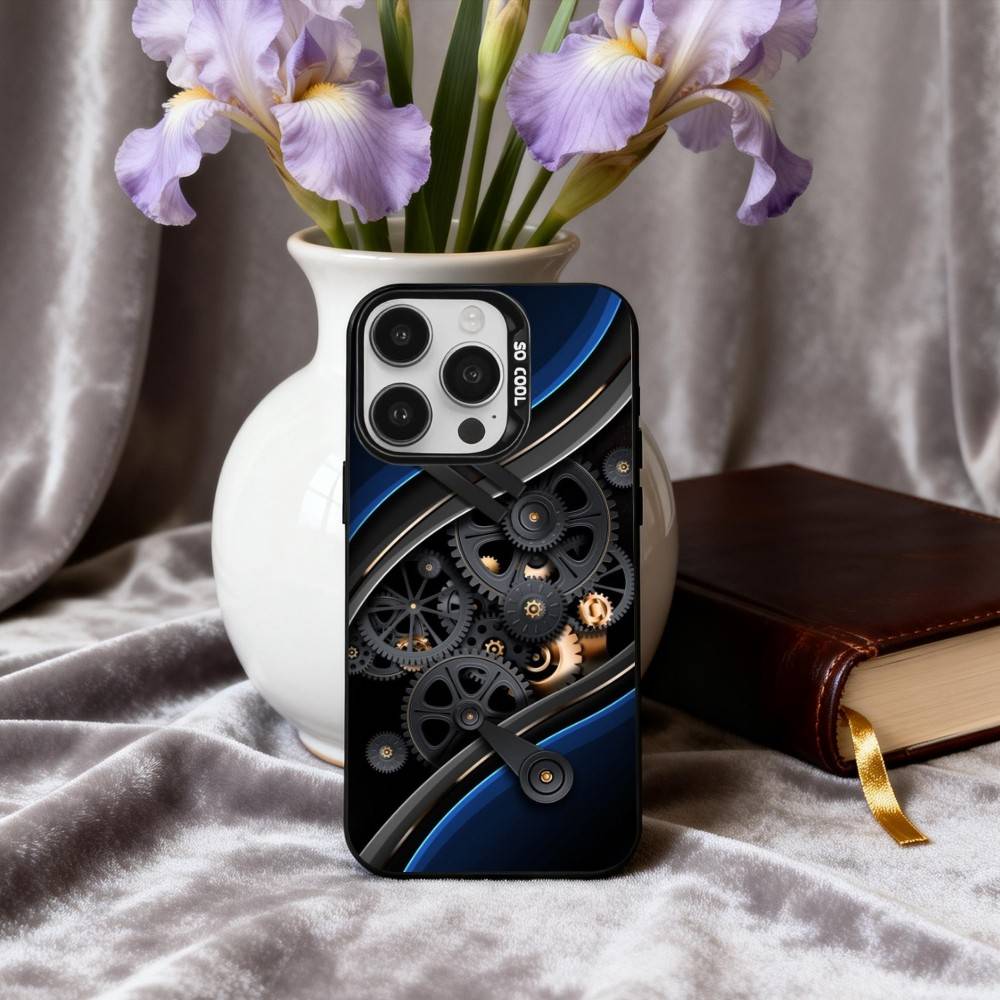 M-Mechanisch G-Zahnrad-R Handyhülle Für iPhone17,16,15,14,13,12,11 Plus,Pro Max Candy Silber Beschichtete Innenabdeckung