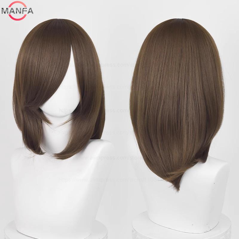 40cm Medium Basic Anime Cosplay Wig Bang Blond  Black White Red Pink Green Brown Gold Blue Heat Resistant Synthetic Hair Wigs