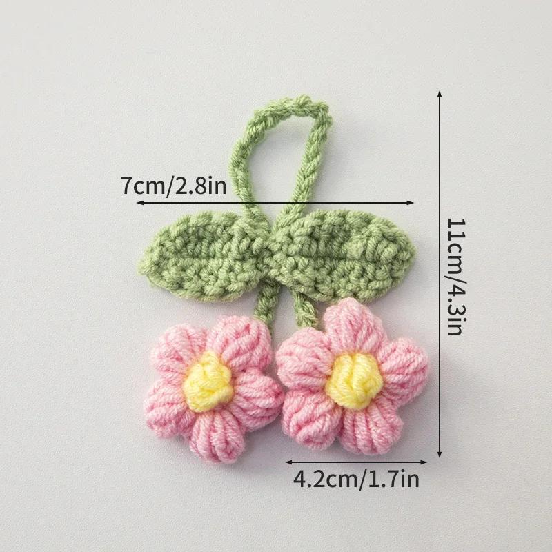 Crochet Flower Keychain Lily Of The Valley Orchid Pendants Car Hanging Decoration Wedding Gift for Guests Knitted Flower Gift