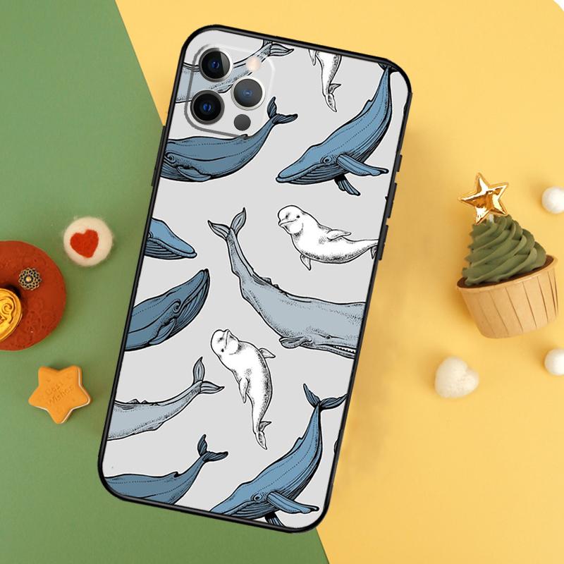 Blue Ocean Whales Pattern Phone Case For iPhone 17 16 14 13 12 11 15 Pro Max 12 13 Mini 16E 17 Air Shockproof Cover