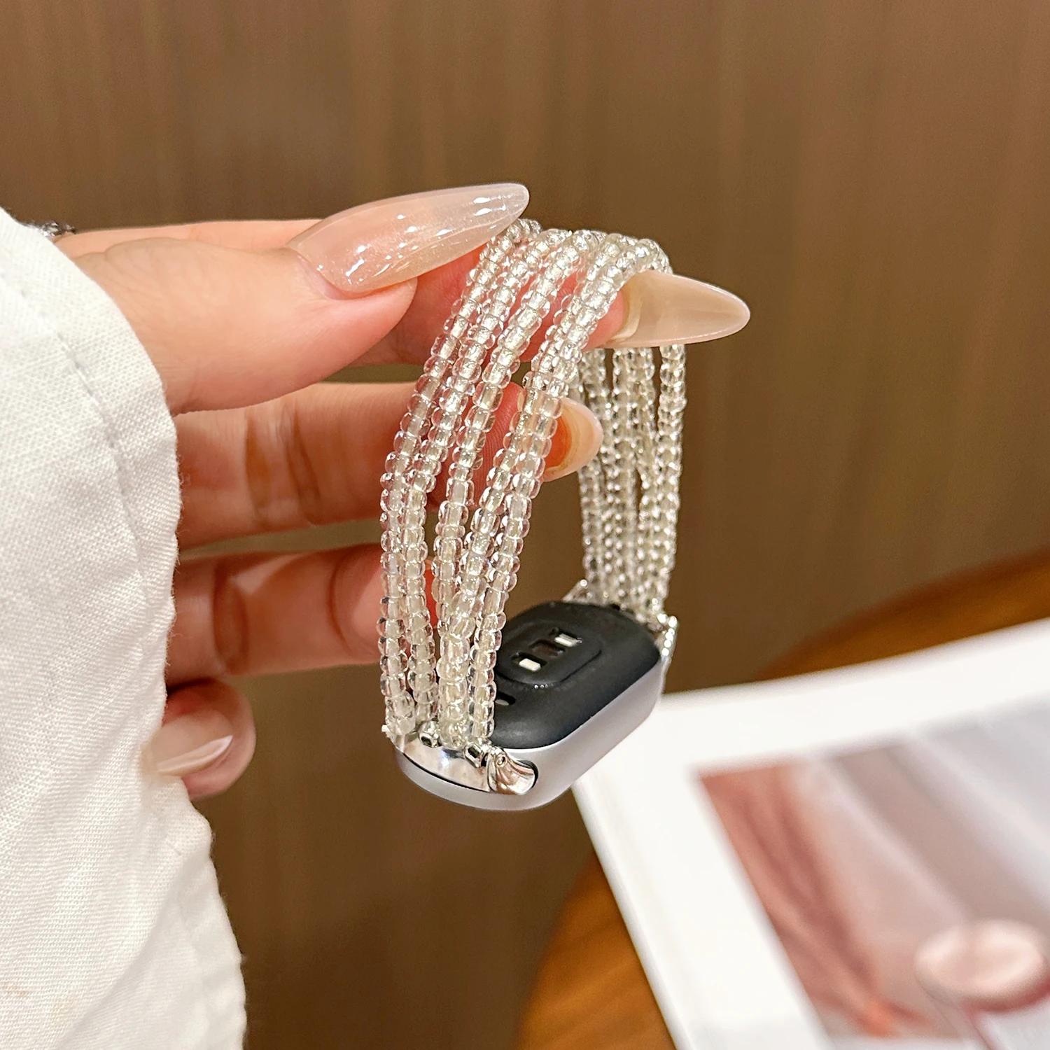 

Exotic style bracelet for Xiaomi Band 8/9/10 Pro women s strap for Redmi Watch 4 5 strap length 12cm watch accessories for xiaomi 8 and 9 прозрачный