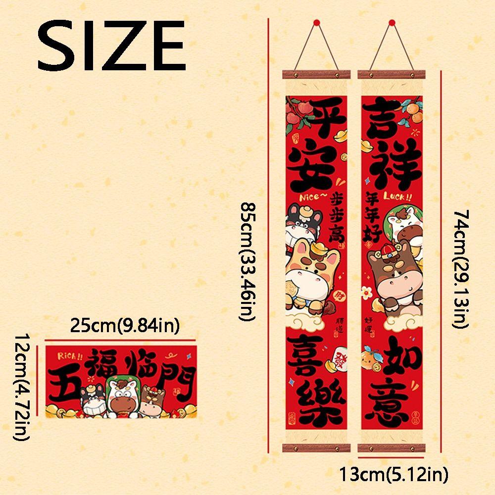 Cartoon 2026 Horse Year Door Couplets Traditional Year of Horse Festival Couplets Hanging Pendant Blessing Words