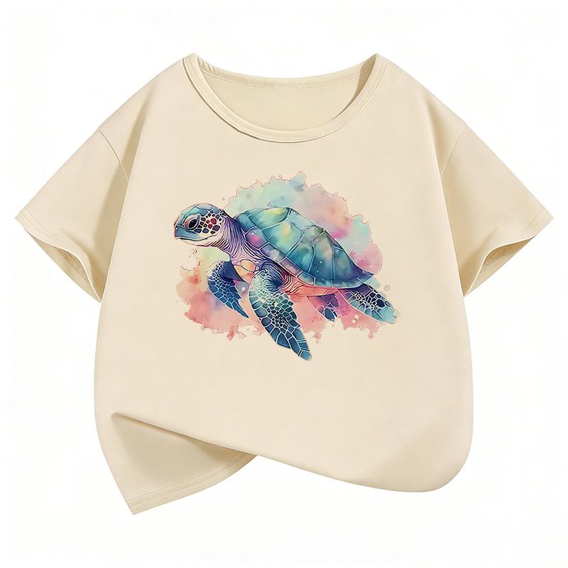 Y2K Children Tshirt Sea Turtle Colorful Kids Tshirts Summer Short Sleeve Tees Cartoon Animal Boys Girls Clothes Tops