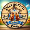 Oktoberfest-Biergartenschild, hölzerne Oktoberfest-Dekoration mit Bierkrügen, „Gute Freunde & Zeiten“, „Willkommen Prost!“ - Perfekt für Zuhause, Garage oder Männerhöhle