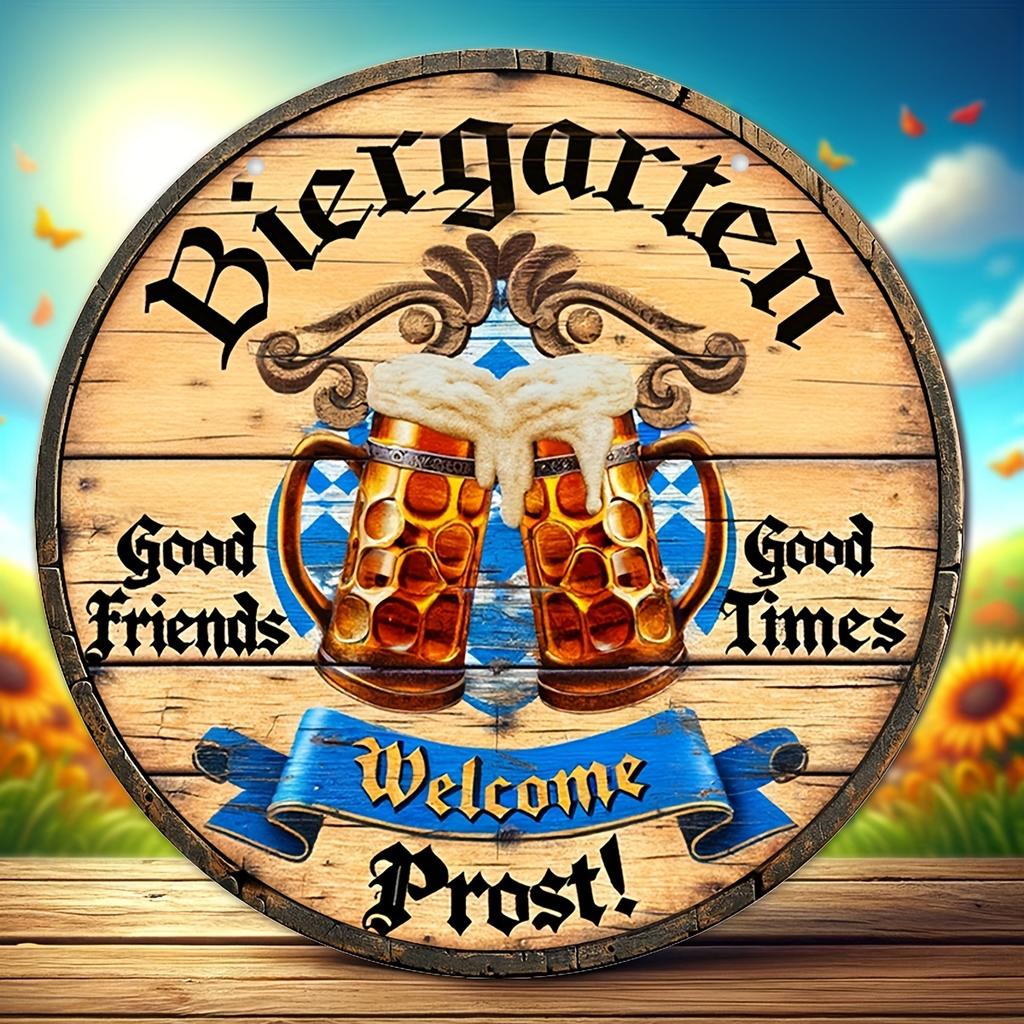 Oktoberfest-Biergartenschild, hölzerne Oktoberfest-Dekoration mit Bierkrügen, „Gute Freunde & Zeiten“, „Willkommen Prost!“ - Perfekt für Zuhause, Garage oder Männerhöhle