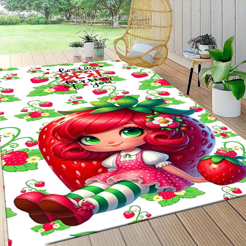 1Pc Strawberry Shortcake Fantasy Carpet Rug Customizable Soft Washable Antislip Home Living Room Sofa Mats Personalized Rug 0917256