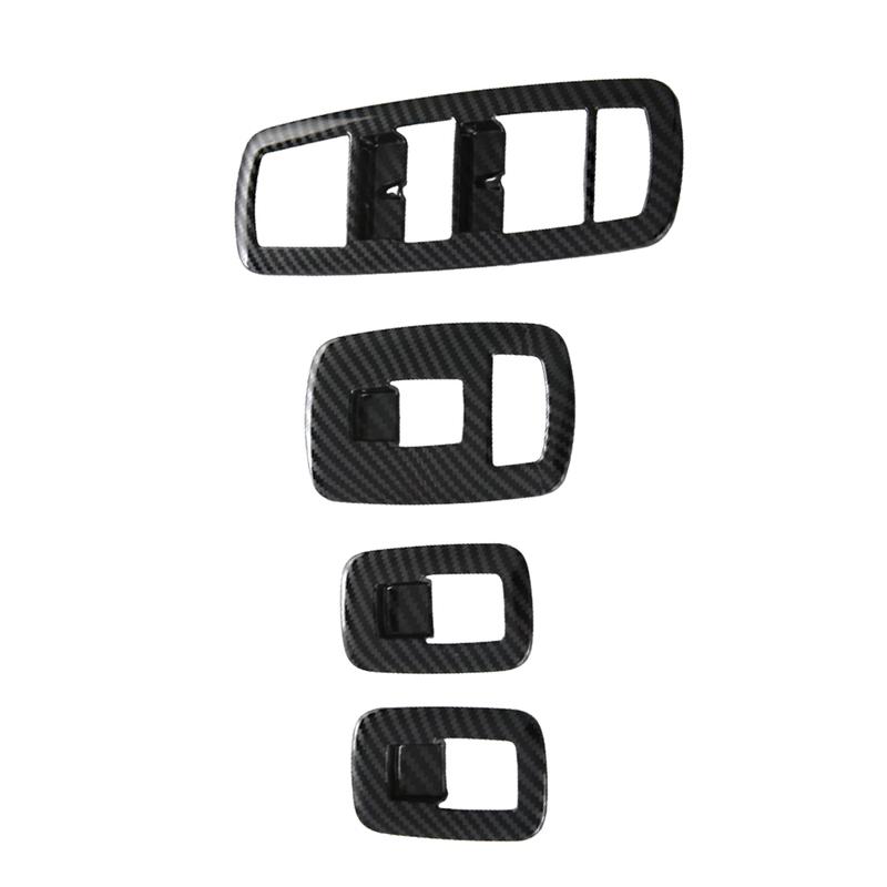4pcs ABS Carbon Pattern Window Lift Switch Button Trim Panel Cover For Dodge Ram 1500 Off-Road - Car Accessories