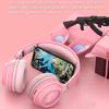 KE-01 Wireless Earbud Bluetooth-compatible 5.0 Support SD-Card RGB Light Lovely Rabbit Ear Foldable Headset for Gift