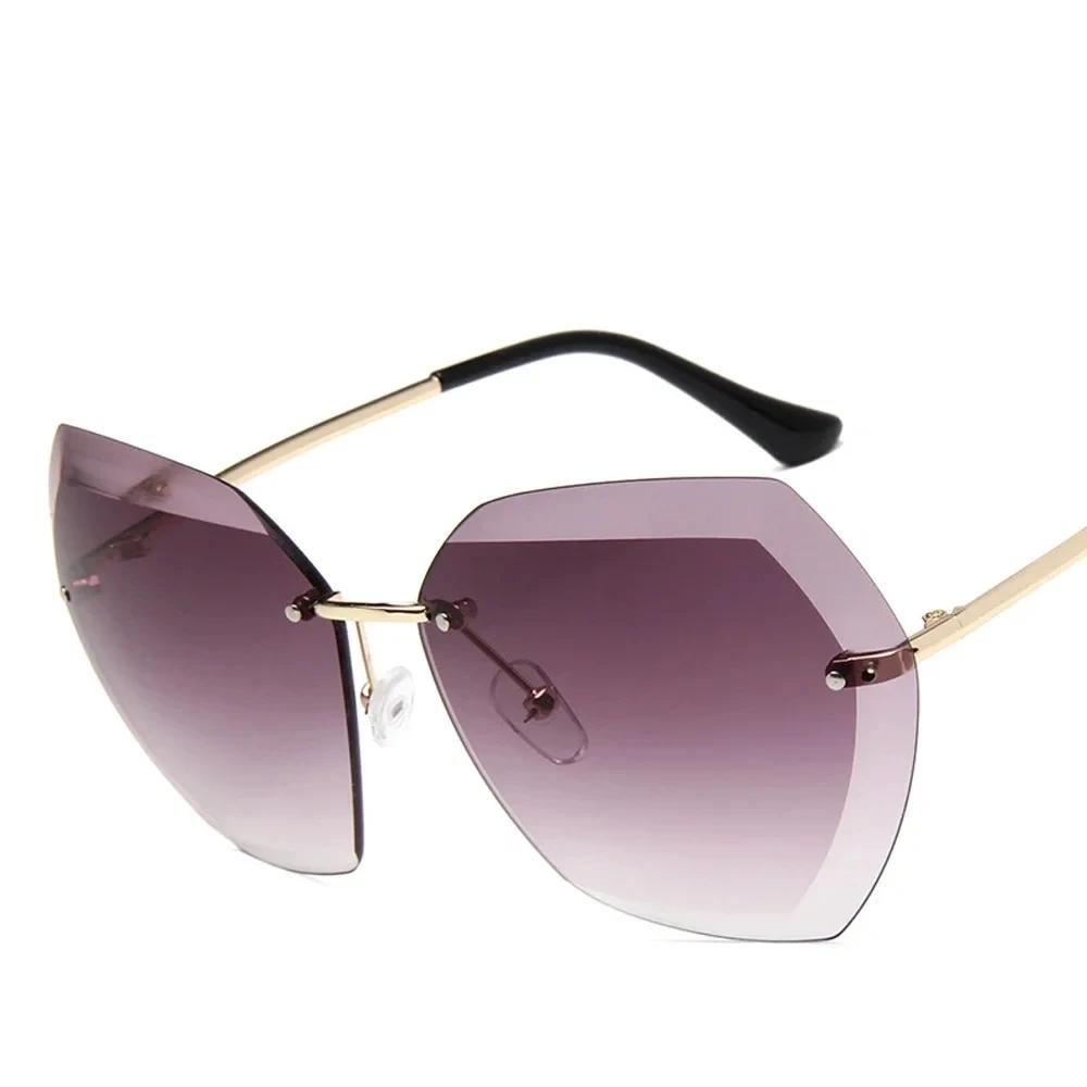 

New Fashion Design Vintage Rimless Sun Glasses Women Men Retro Sun Glasses Female UV400 Gradient Lens Sun Glasses As Picture