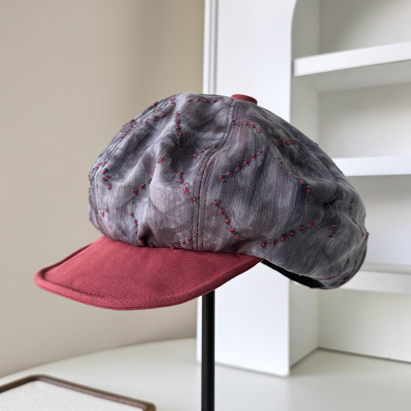 Korean Large Cloud Retro Old Color Matching Painter Hat Fashionable Octagonal Hat Showing Face Small Newsboy Pumpkin Hat 55-59cm