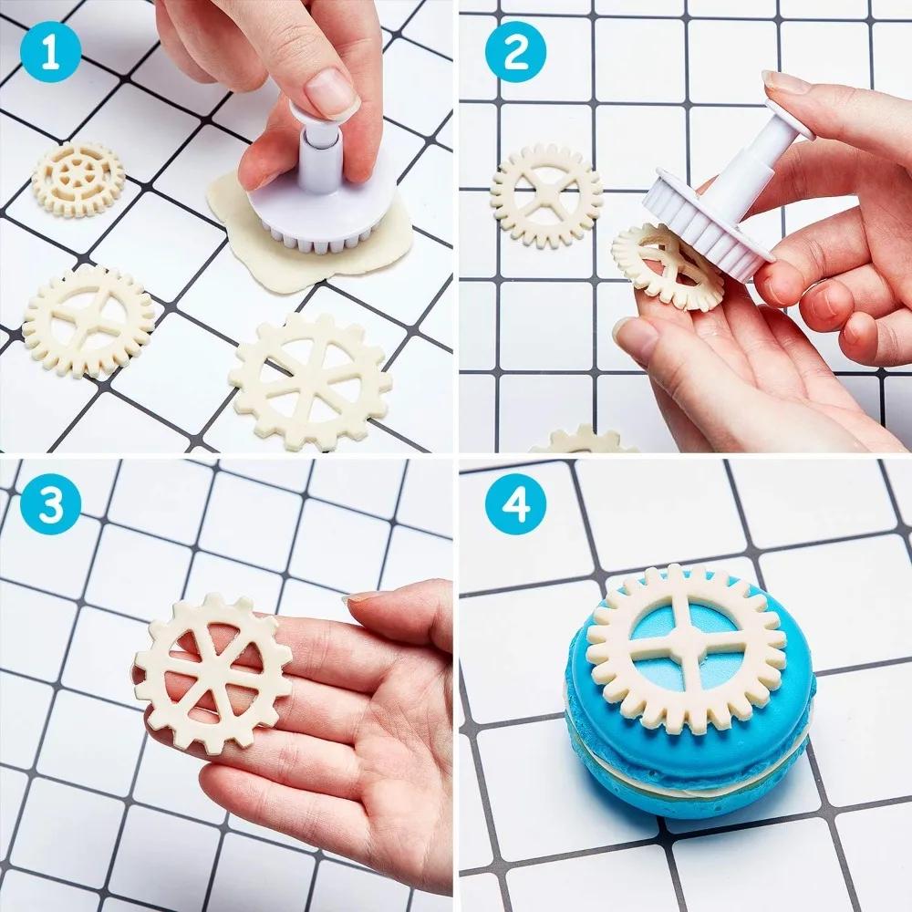 News Plastic Gear Shape Plunger Cookie Baking Mold Fondant Cutter Cake Decorating Tools Kitchen Tools Accessories Sugarcraft