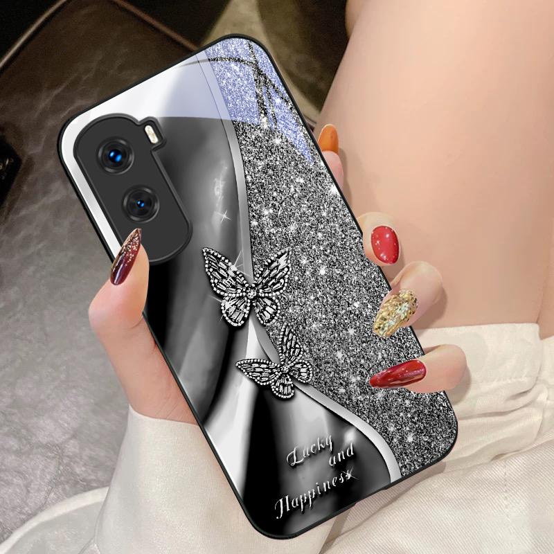 

Золотая Бабочка Для Honor 200 90 8X 9X Pro Lite P50 P40 Nova 10 11i P60 Magic4 6 Mate 20 50 Закаленное Стекло Чехол Для Телефона For Mate 20 Pro