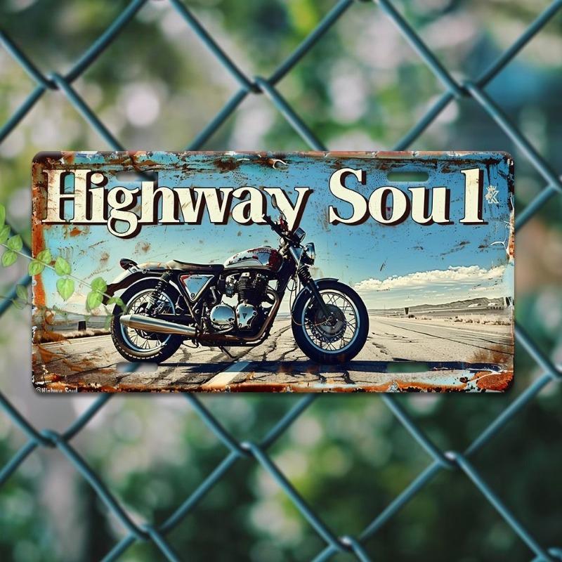 Motorcycle Souvenir License Plate, Metal Auto Wall Decor 15x30cm