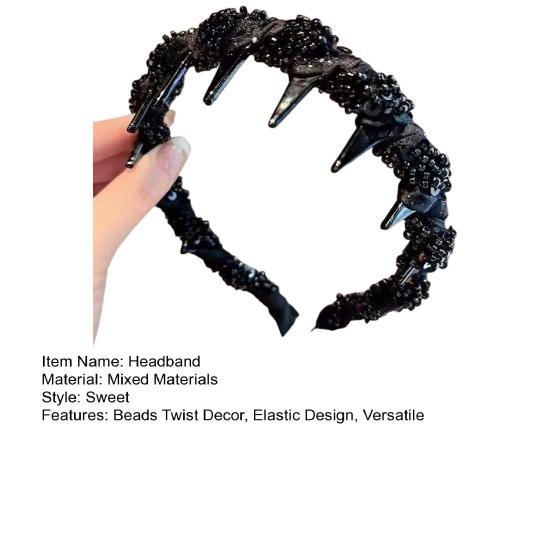 Summer Hair Hoop Beads Twist Decor Headband Anti-slip Teeth Face