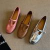 Lan Cabinet Edition 2025 New Mary Jane British Style Small Leather Shoes Women's T-Buckle Versatile Loafers Flat Shoes