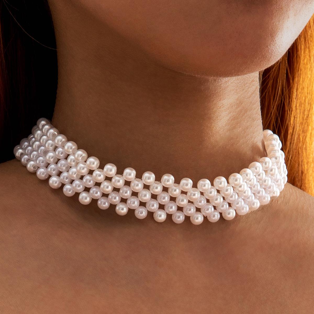 

Горячая Распродажа Чистый Белый Жемчуг Плетеное Ожерелье Для Женщин Комплект Ювелирных Изделий Красивый Символ Свадебных Аксессуаров