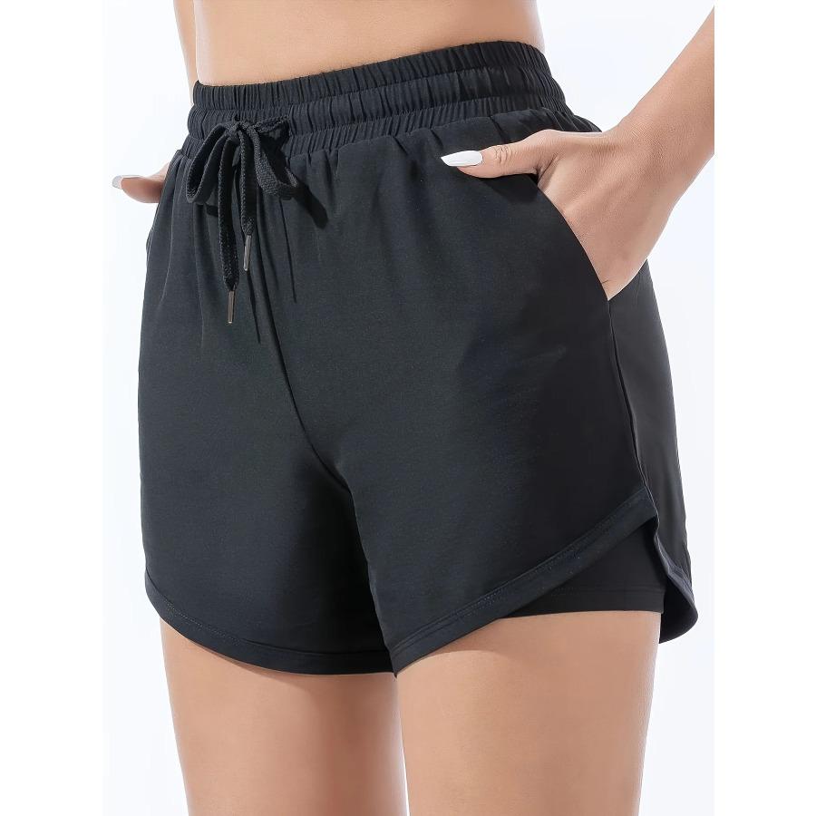 Women's Summer Quick Dry Sports Shorts High Waist Butt Lifting 2-in-1 Running Training Yoga Shorts