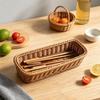 Rectangular Woven Storage Basket with Rounded Corners Handwoven for Dining Table