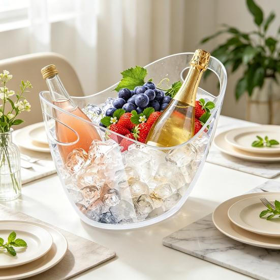 Cubo de Hielo en Forma de Lingote Gran Capacidad Doble Asa Refrigerador Portátil para Cerveza Champaña Vino Cubo de Hielo Resistente para Fiesta Camping Picnic Barra de Casa